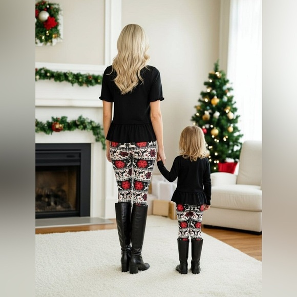 S/L NEW Girls Christmas Reindeer Leggings, Buttery Soft Yoga Pants - Picture 8 of 13